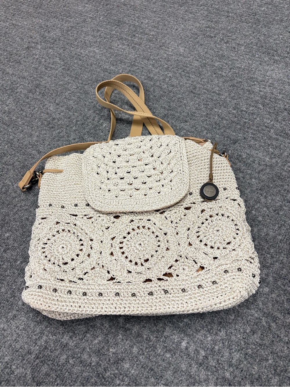 The Sak Cream Hand Crochet Backpack with Removable Strap